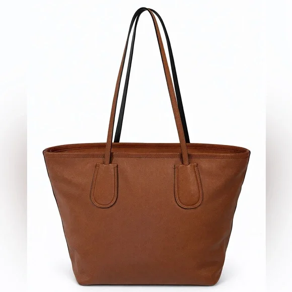 Coach Brown Leather Structured Tote Full Zip Shoulder Bag Everyday - Picture 4 of 14